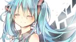  1girl aqua_hair closed_eyes hatsune_miku necktie solo twintails utaori vocaloid 