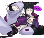  black_hair bracelet character_name feet fingerless_gloves gloves han_juri highres jewelry kimuchi midriff nail_polish spiked_bracelet spikes street_fighter street_fighter_iv twintails violet_eyes yin_yang 