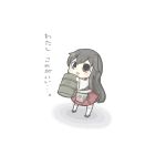  1girl akagi_(kantai_collection) armor barrel brown_eyes brown_hair chibi commentary highres japanese_clothes kantai_collection long_hair muneate open_mouth personification sandals socks solo yuasan 