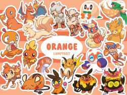  arcanine artist_name charizard charmander chimchar clobbopus closed_eyes closed_mouth color_connection commentary decidueye dedenne emboar english_commentary english_text fang fangs fire flame-tipped_tail flareon highres hisuian_growlithe lompyart lying merchandise_available monferno ninetales open_mouth orange_theme outline pawmot pignite pokemon pokemon_(creature) pokemon_focus raichu rowlet scraggy shirt sitting sleeping smile striped_clothes striped_shirt tail tatsugiri tatsugiri_(curly) teeth tepig tongue tongue_out torchic white_outline 
