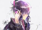  1girl gon_(gororingo) hands_on_headphones headphones hooded_jacket hoodie long_hair purple_hair solo twintails violet_eyes vocaloid yuzuki_yukari 