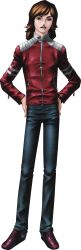  1boy absurdres brown_hair denim full_body hands_on_own_hips highres jacket jeans kazuma_kaneko long_hair male_focus official_art pants photoshop_(medium) shin_megami_tensei shin_megami_tensei_i shoes simple_background sneakers solo third-party_source transparent_background yuji_(megami_tensei) 