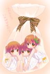  3girls dress highres kuromaru minigirl multiple_girls orange_eyes original personification redhead short_hair sundress tea_bag 