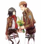  blush flower jean_kirchstein mikasa_ackerman scarf shingeki_no_kyojin uniform 