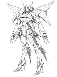  commentary highres iczer_(series) iczer_robo mecha mecha_focus no_humans redesign robot science_fiction shoulder_spikes spikes tatakae!!_iczer-1 white_background yellow_eyes zula! 