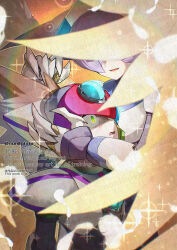  2boys armor axl_(mega_man) chest_jewel commentary_request forehead_jewel grey_hair helmet lumine_(mega_man) male_focus mega_man_(series) mega_man_x8 mega_man_x_(series) multiple_boys purple_armor purple_hair purple_helmet red_helmet twitter_username watermark white_armor white_helmet yamanashi_taiki 