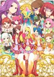  6+girls aikatsu! aqua_eyes arisugawa_otome arm_up bare_shoulders blonde_hair blue_eyes blue_hair blush boots bow brown_eyes brown_hair character_request detached_sleeves double_bun drill_hair earrings fang finger_gun finger_to_mouth flower gloves green_eyes hair_bow hair_down hair_flower hair_ornament hair_ribbon heart heart_hands highres hitoto hoshimiya_ichigo hoshimiya_ringo_(aikatsu!) ichinose_kaede jewelry kanzaki_mizuki kiriya_aoi kitaouji_sakura long_hair looking_at_viewer mask minowa_hikari mitsuishi_orihime multiple_girls open_mouth pink_hair purple_hair red_eyes redhead ribbon shibuki_ran short_hair side_ponytail skirt smile toudou_yurika twin_drills two_side_up v violet_eyes wink 