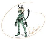  1girl antennae bell bell_collar bob_cut cat_tail collar fang gats_(nougats) green_skin robo-fortune robot robot_joints silver_hair skullgirls solo tail winding_key yellow_eyes 