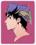  black_hair earrings ei_(k_m_d_r) fabulous hat horns jewelry jojo_no_kimyou_na_bouken joseph_joestar_(young) violet_eyes 