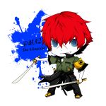  character_name chibi dual_wielding grin minazuki_sho persona persona_4:_the_ultimate_in_mayonaka_arena redhead scar smile sword weapon 