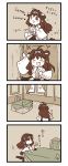  4koma bare_shoulders boots comic detached_sleeves double_bun hair_ornament hairband highres kantai_collection kongou_(kantai_collection) nyoro~n thigh-highs thigh_boots wide_sleeves zettai_ryouiki 