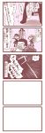  1boy 1girl 4koma admiral_(kantai_collection) bare_shoulders comic detached_sleeves double_bun hair_ornament hairband highres kantai_collection kongou_(kantai_collection) lr_hijikata translated wide_sleeves 