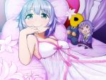  1girl :d babydoll blush brown_eyes character_doll hair_ornament hairclip idolmaster idolmaster_cinderella_girls koshimizu_sachiko looking_at_viewer open_mouth producer_(idolmaster) purple_hair short_hair smile solo tkhs 