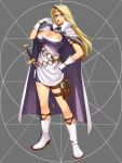  1girl absurdres blonde_hair blue_eyes book boots breasts female gloves hand_on_hip highres large_breasts long_hair looking_at_viewer ogami open_mouth original solo sword weapon 