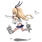 &gt;_&lt; 1girl animated animated_gif blonde_hair boots elbow_gloves gloves hair_ribbon kantai_collection long_hair lowres microskirt open_mouth panties personification rensouhou-chan ribbon running sailor_dress shimakaze_(kantai_collection) simple_background skirt striped striped_legwear thighhighs turret underwear white_background 