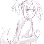  1girl animal_ears blush dog_ears dog_tail fate/apocrypha fate_(series) kemonomimi_mode long_hair payot ponytail saber_of_red sketch solo tail tusia 