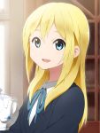  1girl blonde_hair blue_eyes k-on! kisuke_(akutamu) long_hair saitou_sumire school_uniform teapot 