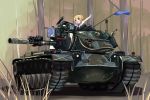  1girl blonde_hair blue_eyes highres military military_vehicle original sakuraba_hikaru_(artist) solo tank vehicle 