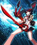  1girl imorimiyuki jacket kill_la_kill letterman_jacket living_clothes matoi_ryuuko school_uniform senketsu serafuku skirt sword weapon 