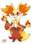  delphox fang fire highres no_humans orange_eyes pokemon pokemon_(creature) pokemon_(game) pokemon_xy solo source_request spoilers suikuzu 