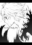  1boy bare_shoulders blood bloody_tears copyright_name gamigamimissile meliodas monochrome nanatsu_no_taizai nude short_hair simple_background solo tears white_background 