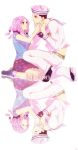  1boy 1girl black_hair dixie_cup_hat hair_bobbles hair_ornament hat higashikata_jousuke_(jojolion) hirose_yasuho itsukata jojo_no_kimyou_na_bouken jojolion pink_hair sailor upside-down 