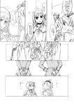  akemi_homura candy comic danaka long_hair mahou_shoujo_madoka_magica monochrome multiple_girls ponytail sakura_kyouko school_uniform tomoe_mami translation_request twintails 