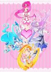  4girls ;p blonde_hair blue_eyes blue_hair boots bow chiyo_(rotsurechiriha) choker copyright_name cure_blossom cure_marine cure_moonlight cure_sunshine dress elbow_gloves flower gloves hair_flower hair_ornament hair_ribbon hanasaki_tsubomi heart heartcatch_precure! highres knee_boots kurumi_erika long_hair magical_girl midriff multiple_girls myoudouin_itsuki open_mouth pink_eyes pink_hair ponytail precure purple_hair ribbon rose single_elbow_glove single_glove skirt smile thigh-highs tongue tsukikage_yuri twintails upside-down white_legwear wink wrist_cuffs yellow_eyes 