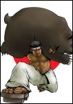  1boy abs bear belt daberuku daimon_gorou dougi geta hachimaki headband highres king_of_fighters muscle pants shirtless solo_focus tan toes wrestling 