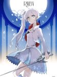  1girl expressionless grey_eyes mate@juken ponytail rwby solo sword weapon weiss_schnee 