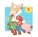  !? brown_eyes brown_hair facial_hair fox_mccloud gloves hat jacket kirby kirby_(series) mario mustache nintendo star_fox super_mario_bros. super_smash_bros. 