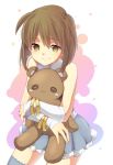  bracelet brown_eyes brown_hair costume hagiwara_yukiho idolmaster jewelry petagon smile stuffed_animal stuffed_toy teddy_bear 