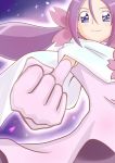  1girl bakusai blue_eyes clenched_hand gloves heartcatch_precure! long_hair mugen_silhouette pink_hair ponytail precure scarf skirt smile solo sparkle 