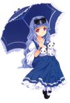  absurdres amatsuka_watayuki animal baby_princess blue_hair dress highres long_hair red_eyes ribbon umbrella wakatsuki_sana 