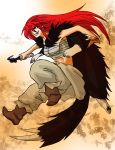  1girl fur long_hair niyaketsubaki redhead sarashi shut_hell shut_hell_(character) weapon 