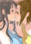 2girls akiyama_mio blush ear_blush fukutarou_(enji127) incipient_kiss k-on! light multiple_girls shadow sweatdrop tainaka_ritsu yuri 