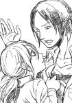  2girls christa_renz freckles looking_at_another monochrome muguet00 multiple_girls open_mouth ponytail shingeki_no_kyojin ymir_(shingeki_no_kyojin) 