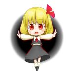  1girl ascot blonde_hair blush_stickers chibi fang hair_ribbon open_mouth outstretched_arms red_eyes ribbon rumia short_hair skirt skirt_set solo tooru0908 touhou 