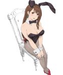 animal_ears bare_shoulders blush breasts brown_eyes brown_hair bunnysuit chair cleavage detached_collar earrings final_fantasy final_fantasy_vii from_above iwanai_tomoeju jewelry large_breasts leotard long_hair looking_at_viewer low-tied_long_hair open_mouth pantyhose rabbit_ears sitting sketch tifa_lockhart wrist_cuffs 