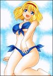  1girl alice_margatroid bikini blonde_hair blue_eyes hairband short_hair solo swimsuit touhou yadokari_genpachirou 