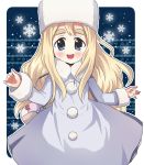  1girl blonde_hair blue_eyes coat hat k-on! kotobuki_tsumugi long_hair shimesabasushi waving winter_clothes 