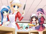  2boys 4girls artist_request character_request cooking knife tagme window 