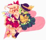  bad_id flandre_scarlet hat holding_hands komeiji_koishi multiple_girls pair ribbon short_hair touhou yukirar 