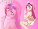  bikini blush hayate_no_gotoku! katsura_hinagiku long_hair pink_hair swimsuit wall yellow_eyes 