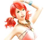  choko_(pixiv668732) earrings final_fantasy final_fantasy_xiii green_eyes jewelry necklace oerba_dia_vanille red_hair redhead short_twintails tubetop twintails 