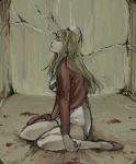   blonde_hair blood closed_eyes high_heels lisa_garland long_hair nurse nurse_cap nurse_uniform silent_hill silent_hill_1 sitting taro_(artist) uniform  