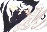  dress dutch_angle feathers flower long_hair looking_at_viewer lying on_back red_eyes rose rozen_maiden solo suigintou white_hair wings zeshiki 