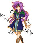  belt boots detached_sleeves dress faris_scherwiz final_fantasy final_fantasy_v green_eyes headband hitori_basanda long_hair open_mouth purple_hair solo 