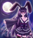  bad_id black_hair bunny_ears glasses highres koizumi_rei koizumi_reikoromo original rabbit_ears red_eyes solo thighhighs 