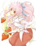  arche_klein elbow_gloves food fruit fruit_background gloves long_hair pink_eyes pink_hair ponytail scarf strawberry tales_of_(series) tales_of_phantasia 